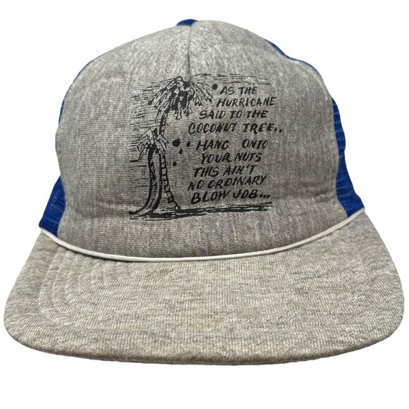 Vintage Novelty Comedy Trucker Snapback Hat Cap Hurricane Coconut Tree Dad Joke - Picture 1 of 10